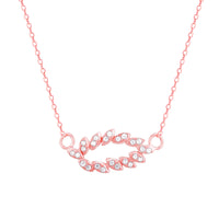 Rose Gold Leaf Cascade Pendant with Link Chain