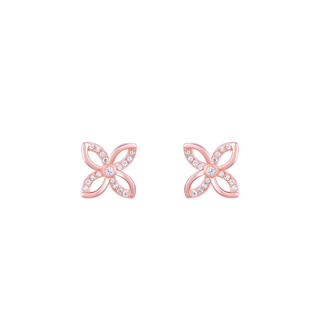 Chic Centered Flower Rose Gold Studs
