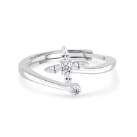 Floral Zircon Silver Ring