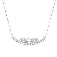 Silver Arc Zircon Pendant with Link Chain