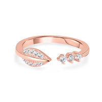 Triple Zircon Leafage Rose Gold Ring