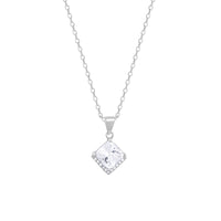 Modern Solitaire Zircon Silver Pendant with Link Chain