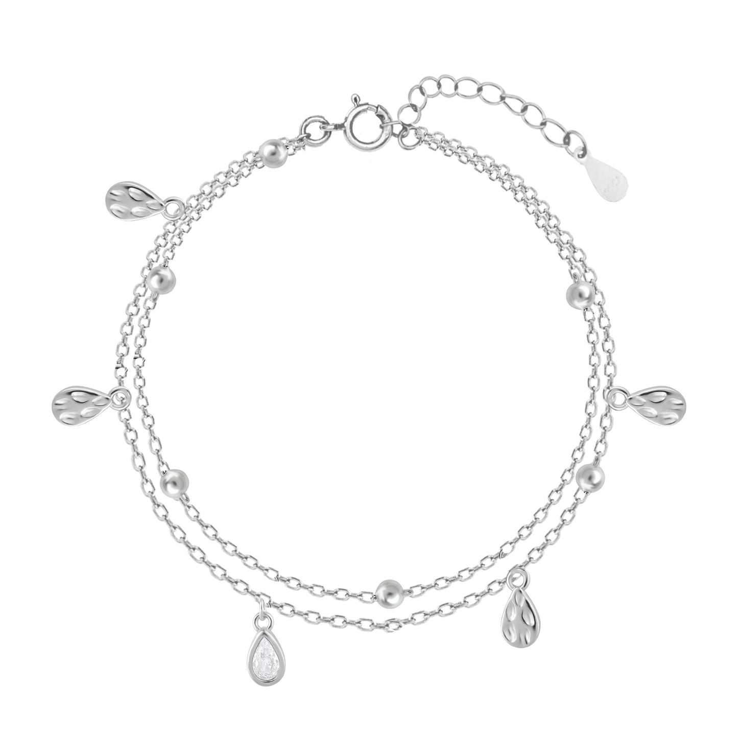 Sparkling Tear Drop Silver Bracelet