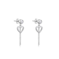 Silver Heart Drop Dangler Earrings
