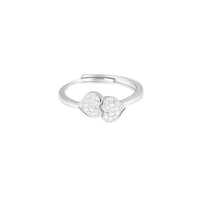 Heart Duo Embrace Silver Ring