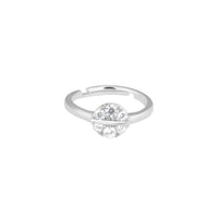 Gleaming Halo Zircon Silver Ring