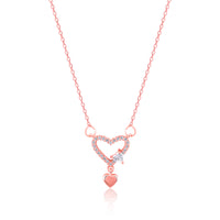 Linked Hearts Rose Gold Pendant with Link Chain