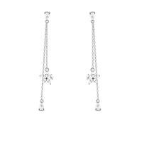 Chic Floral Zircon Silver Drop Earrings