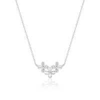 Triple Flower Silver  Zircon Pendant with Link Chain