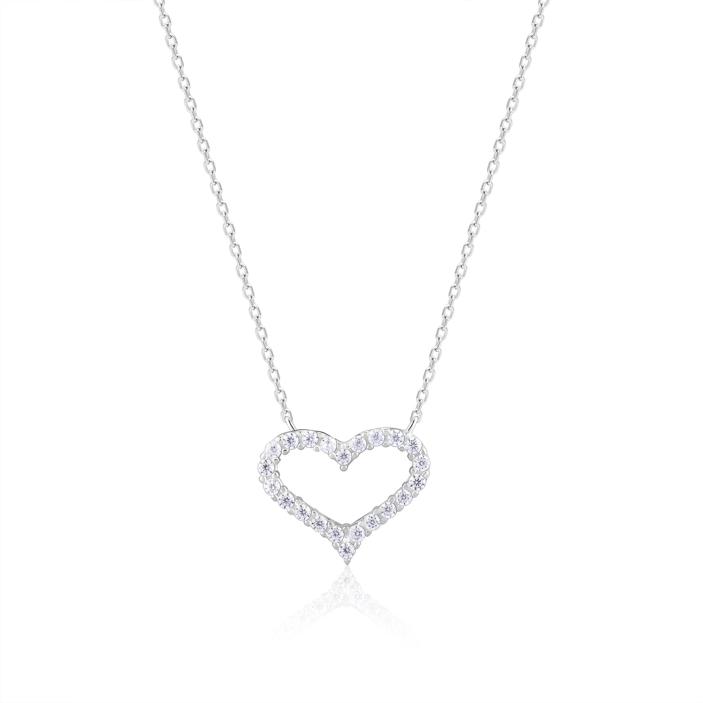 Silver Heart Affection Love Pendant with Link Chain