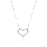 Silver Heart Affection Love Pendant with Link Chain