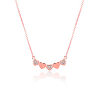 Rose Gold Cascade Heart Pendant with Link Chain