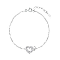 Enchanted Love Silver Duo Hearts Bracelet