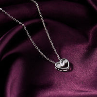 Silver Solitaire Love Heart Pendant with Link Chain