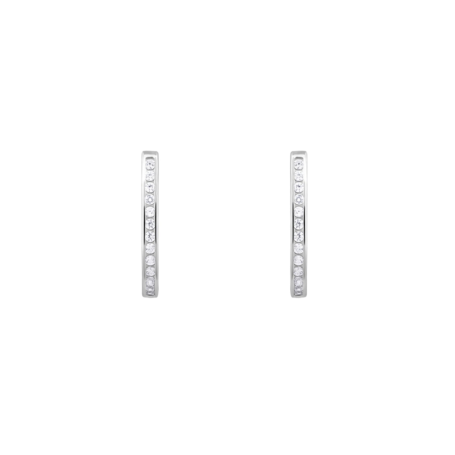 Delicate Dainty Zircon Mini Hoop Silver Earrings