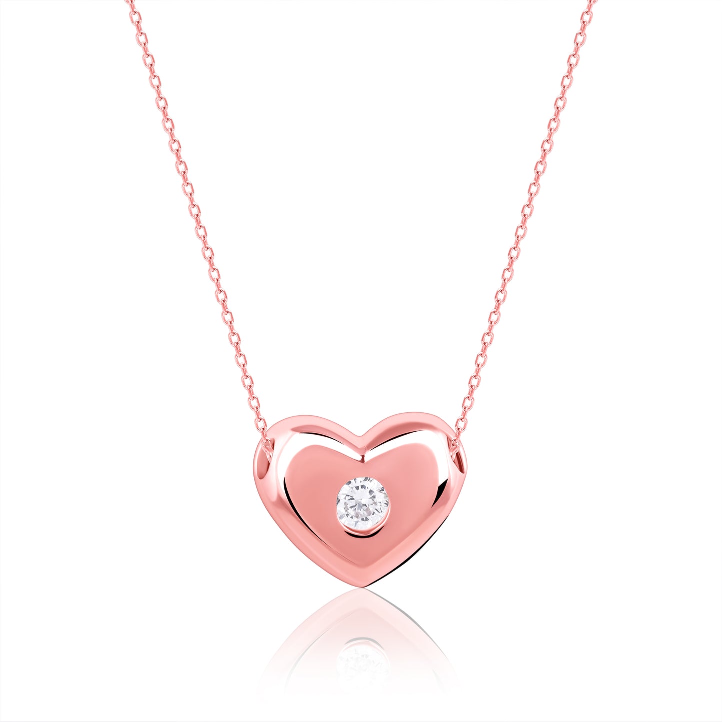 Chic Love Heart Rose Gold Pendant with Link Chain