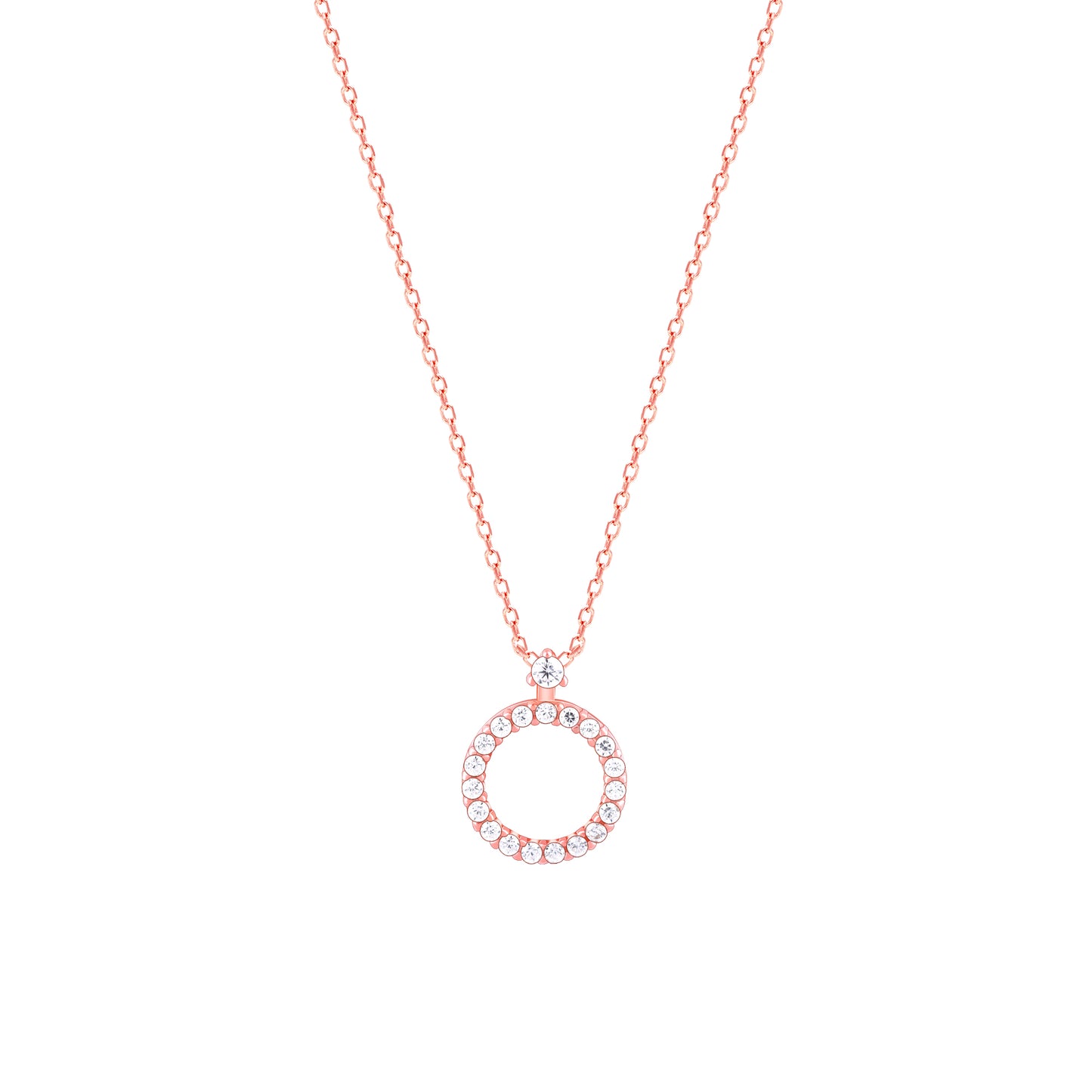 Timeless Halo Rose Gold Pendant with Link Chain