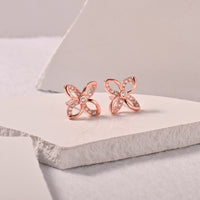 Chic Centered Flower Rose Gold Studs