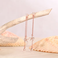 Chic Floral Zircon Rose Gold Drop Earrings