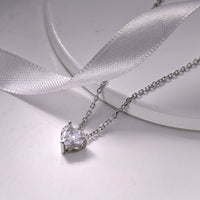 Silver Solitaire Heart  Pendant with Link Chain
