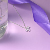 Silver Blossom Zircon Pendant with Link Chain