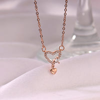 Linked Hearts Rose Gold Pendant with Link Chain
