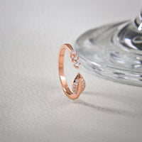 Triple Zircon Leafage Rose Gold Ring