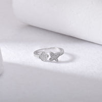 Petite Floral Silver Ring