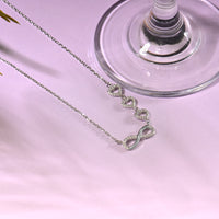 Infinity Love Trifold Hearts Zircon Silver Pendant with Link Chain