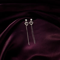 Silver Heart Drop Dangler Earrings
