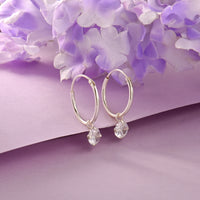 Droplet Dazzle Silver Hoop Earrings