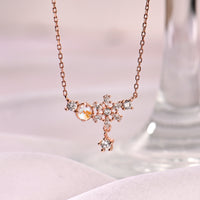 Floral Rose Gold Pendant with Link Chain