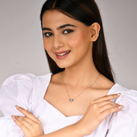 Silver Solitaire Love Heart Pendant with Link Chain