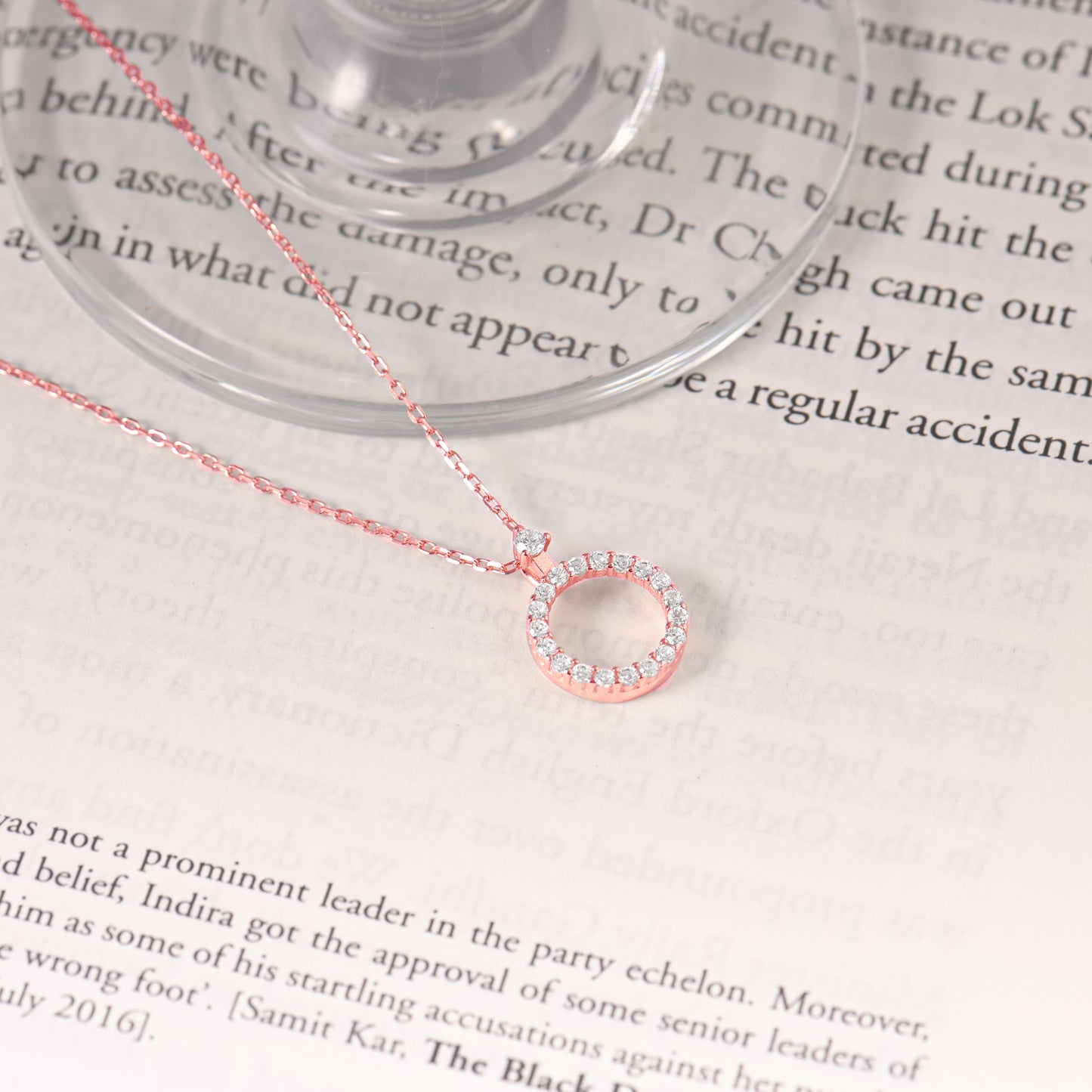 Timeless Halo Rose Gold Pendant with Link Chain