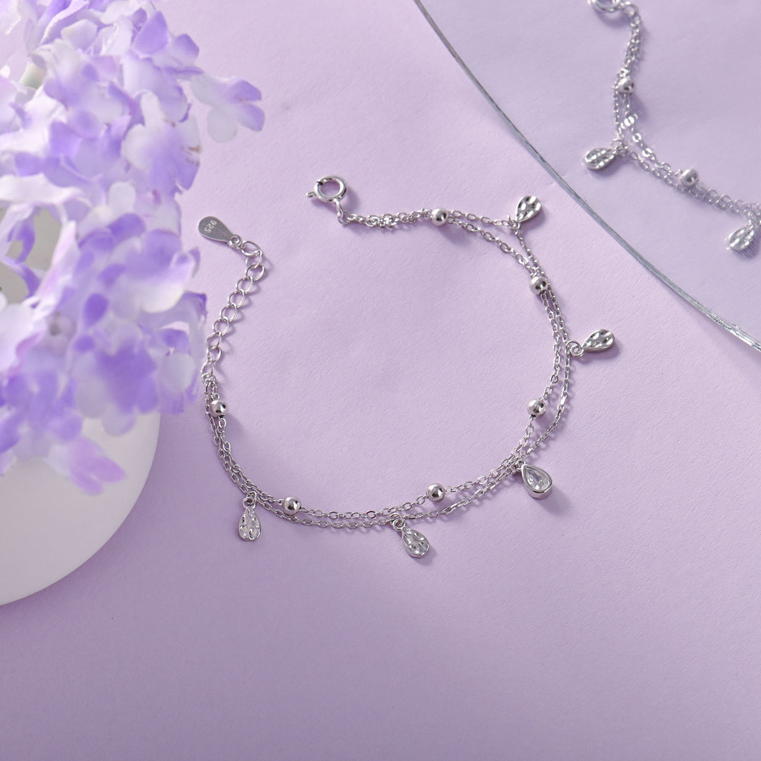 Sparkling Tear Drop Silver Bracelet