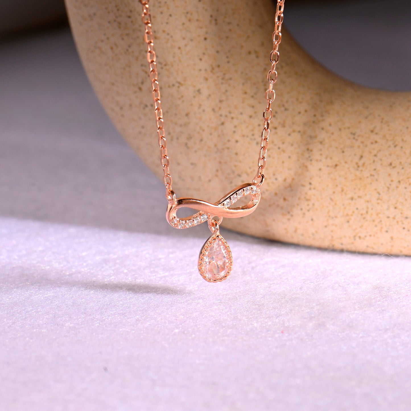 Rose Gold Infinity  Pendant with Link Chain
