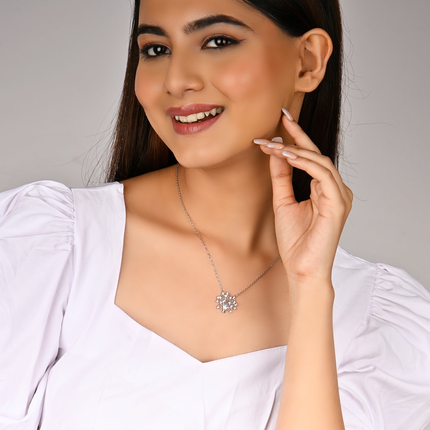 Tree of Wisdom Silver Pendant with Link Chain