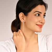 Silver Heart Drop Dangler Earrings