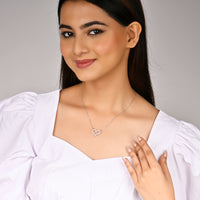 Silver Heart Affection Love Pendant with Link Chain