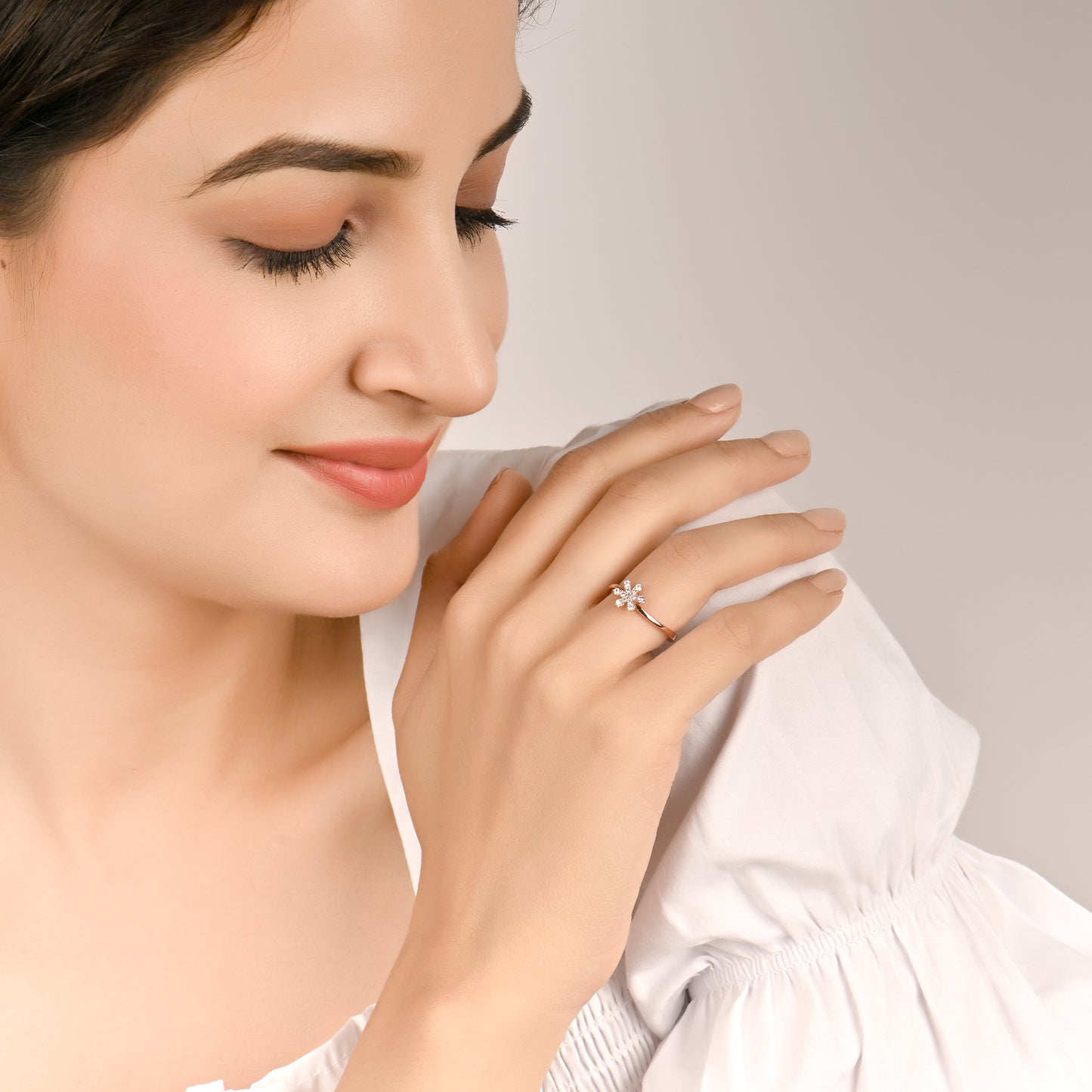 Glistening Petal Rose Gold Ring