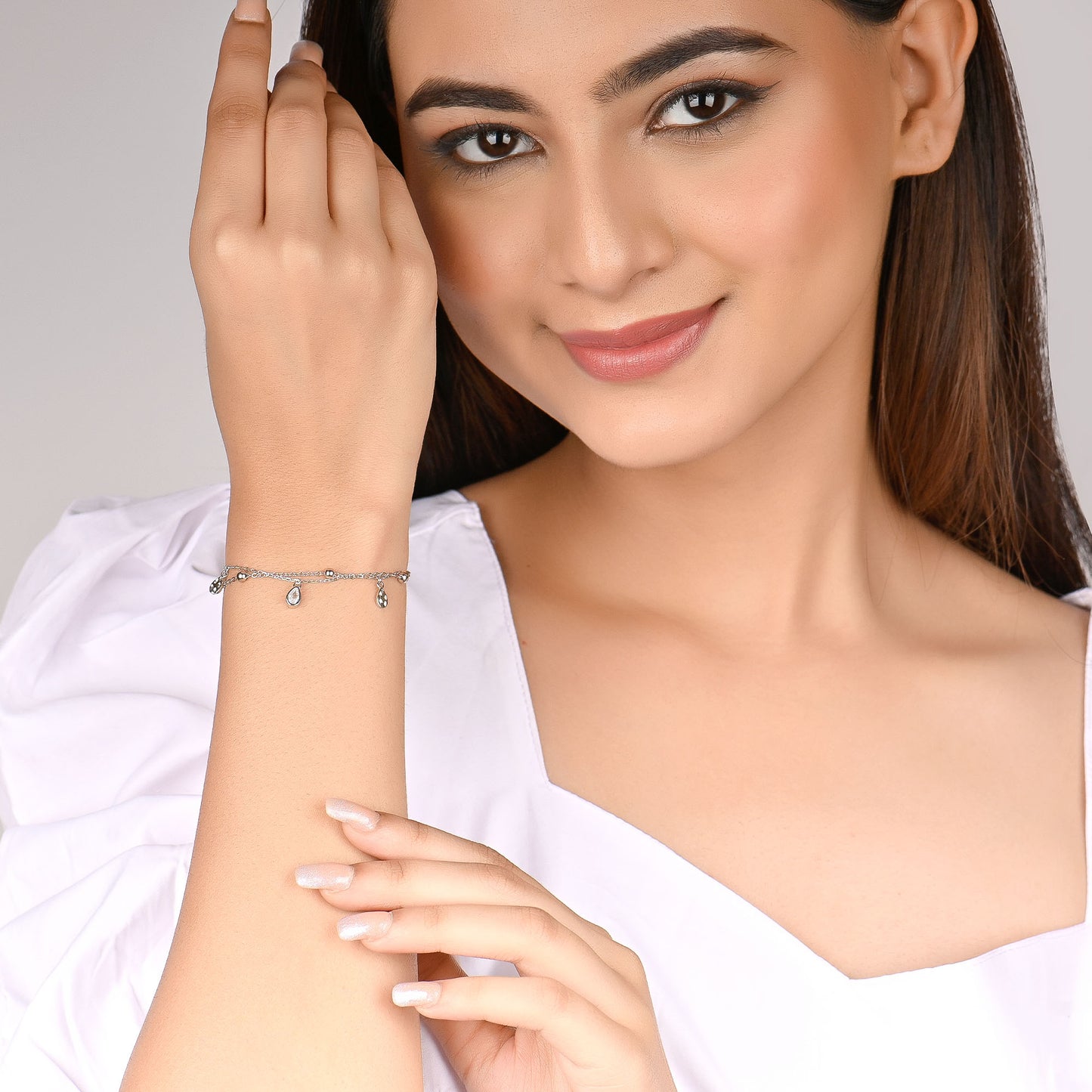 Sparkling Tear Drop Silver Bracelet