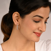 Simplicity in Radiance Zircon Silver Hoop Earrings