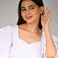 Infinity Love Trifold Hearts Zircon Silver Pendant with Link Chain