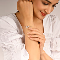 Enchanted Love Silver Duo Hearts Bracelet