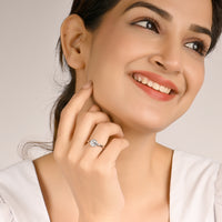 Gleaming Halo Zircon Silver Ring