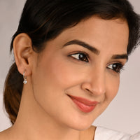 Droplet Dazzle Silver Hoop Earrings