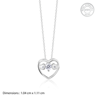 Silver Solitaire Love Heart Pendant with Link Chain