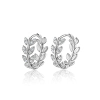 RACHIVA 925 Silver CZ Leaf Huggie Hoop Earrings for Women