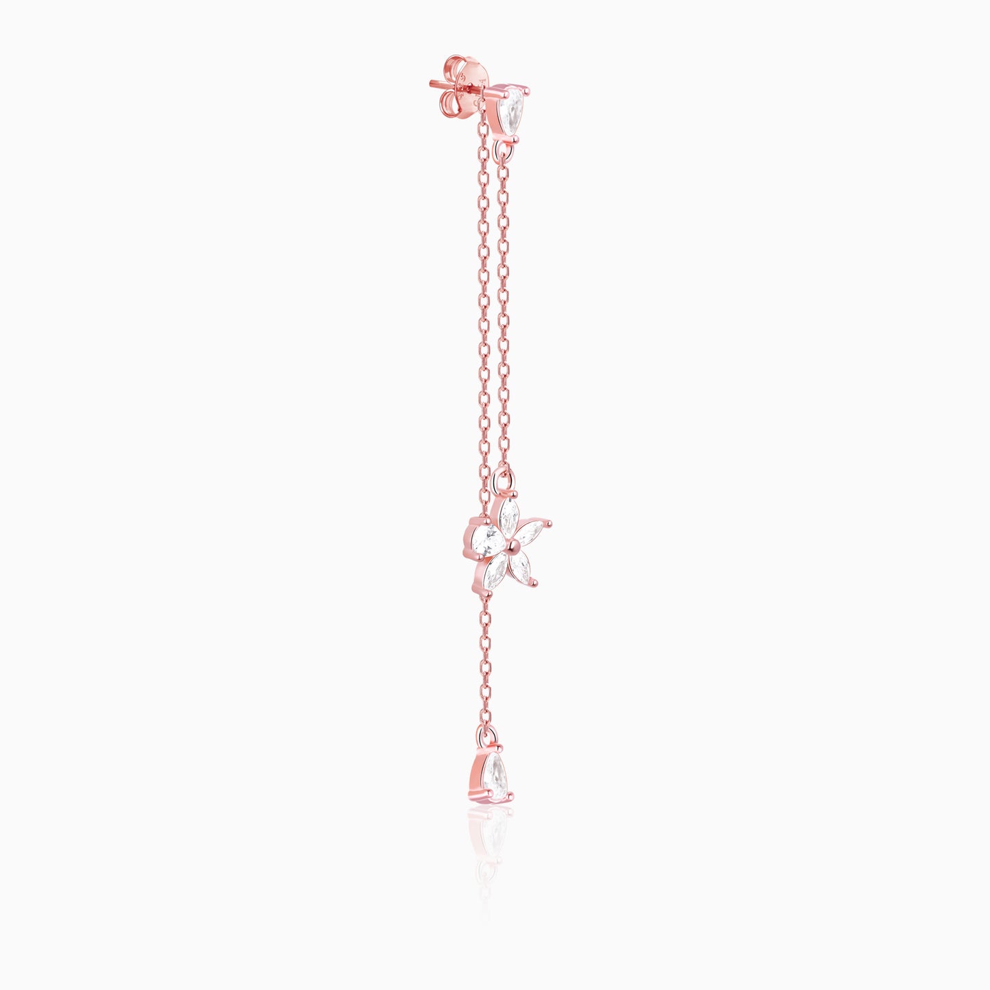 Chic Floral Zircon Rose Gold Drop Earrings