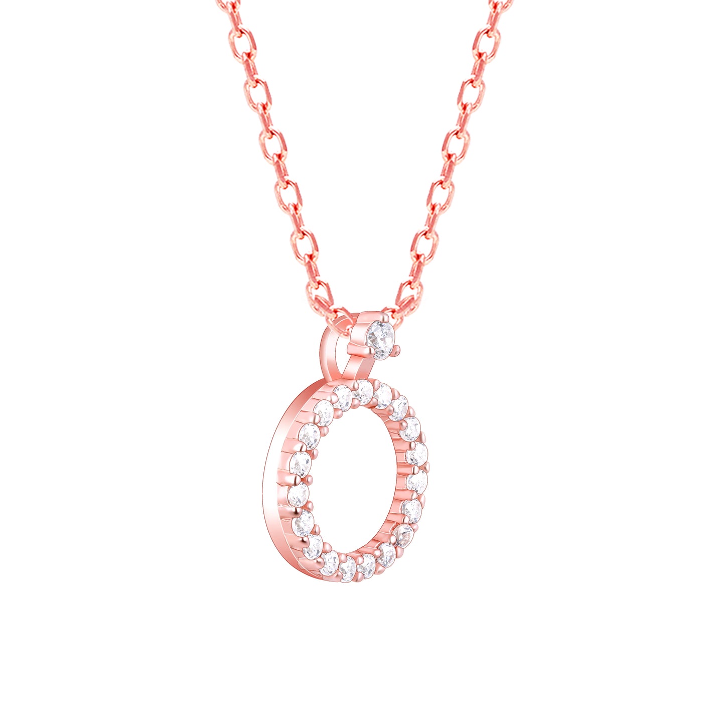 Timeless Halo Rose Gold Pendant with Link Chain